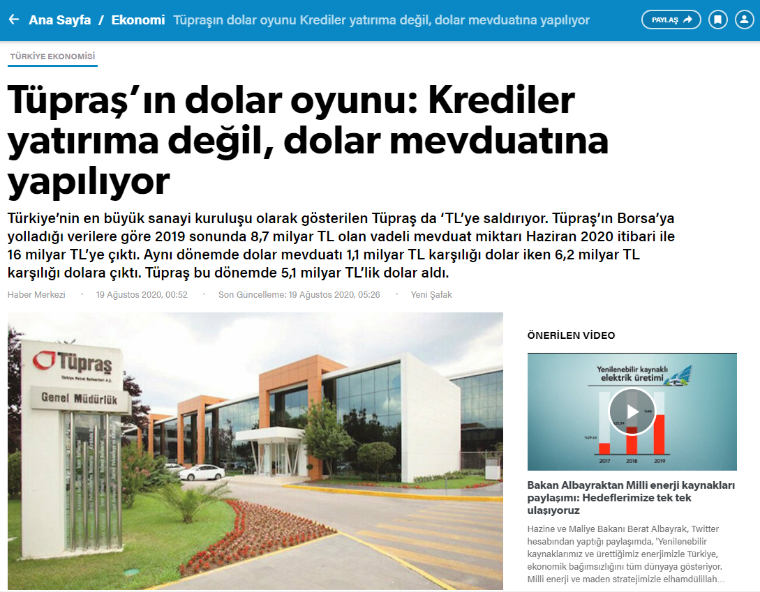 Yeni Şafak Gazetesi Doların Artış Sebebi Koç Holding Dedi Ortalık Karıştı!