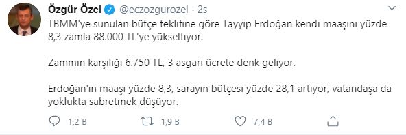 Cumhurbaşkanı Erdoğan’ın maaşına 8.3 zam geliyor! Tepkiler yükseliyor!
