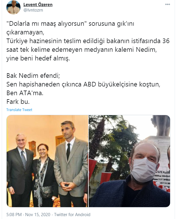 AK partili Gazeteci Nedim Şener Hapisten Çıkınca ABD elçisini ziyaret etti!