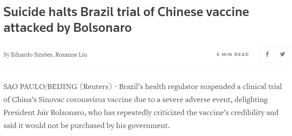 Brezilya, Türkiye'nin de sipariş ettiği Çin'in korona virüs aşısı Sinovac'tan vazgeçti! Ak partiye aşı şoku!