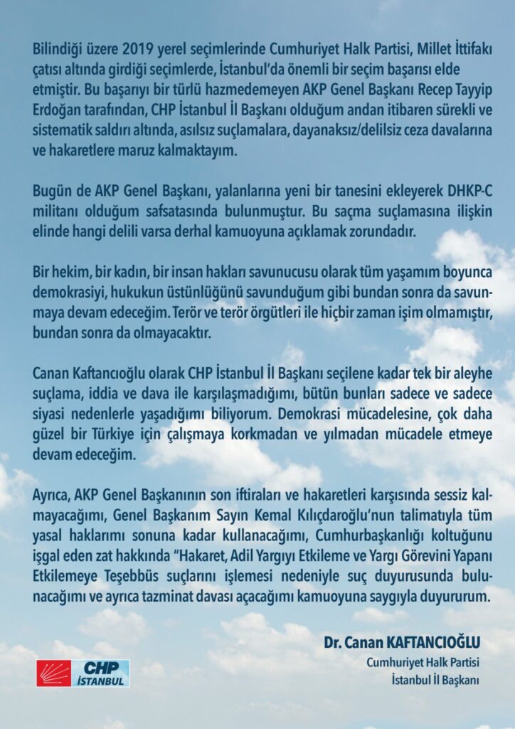 Canan Kaftancıoğlu kendisi hakkında DHKP-C militanı diyen Erdoğan'a dava açıyor!