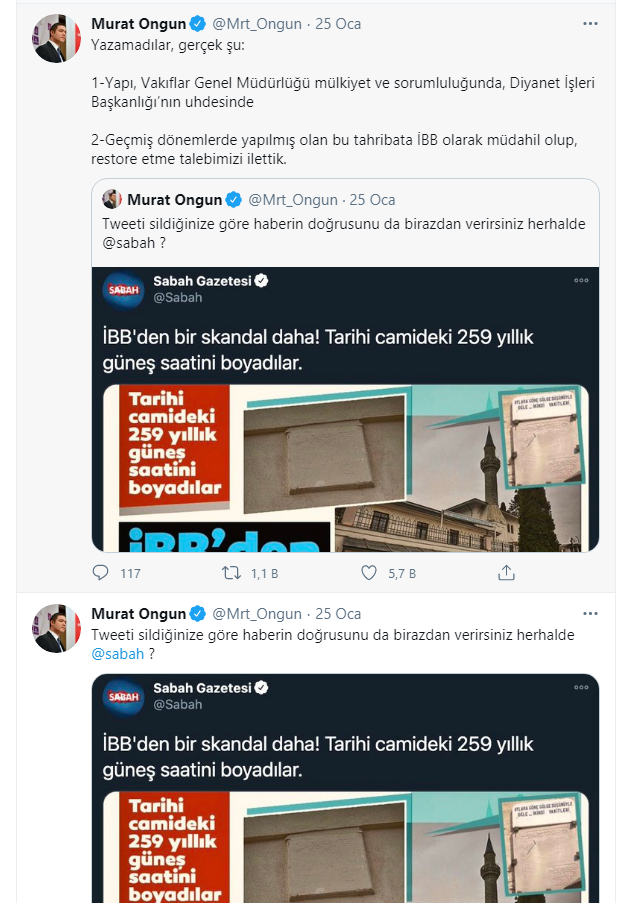 Sabah Gazetesi’nde skandal! Ak Partili Gazetenin Cami haberi Yalan çıktı!