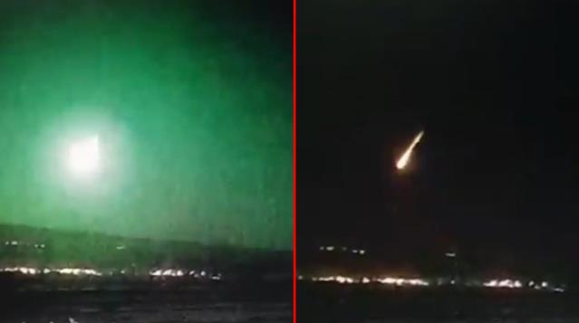 Bugün düşen meteora ait video görüntüsü bir çok ilde görüldü daha yeni başladı!