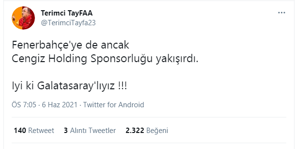 Fenerbahçe'nin yeni sponsorunun Cengiz Holding olacak olmasına Taraftar ateş püskürdü!