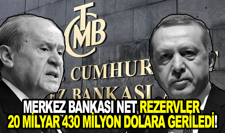 Türkiye Cumhuriyet Merkez Bankası Net rezervler 20 milyar 430 milyon dolara geriledi! Ak parti müdahale edemiyor!