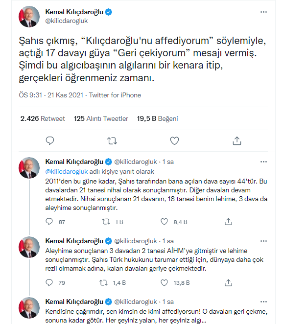 Kemal Kılıçdaroğlu Erdoğan'a seslendi davaları geri çekme sen kimi af ediyorsun kimsin?