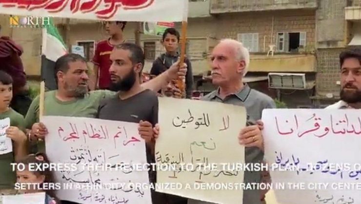 Ak Parti ve MHP’ye şok, Afrin’de yaşayan Suriyeliler,Suriyelilerin geri dönmemesi için eylem düzenledi