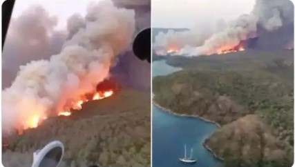 Marmaris Orman yangının ‘da Hava trafik görüntülerinde 1 helikopter, 1 uçak,1 İHA var