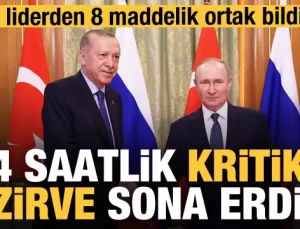 Erdoğan ve Putin’in gerçekleştiği zirvede 4 saatin sonunda bitti: Ortak bildiri yayınlandı