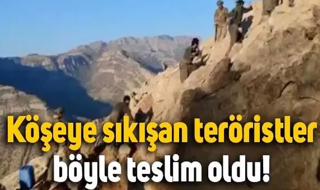 PKK’lı teröristlerin teslim olma anı! Türk askeri aman dileyene zarar vermez